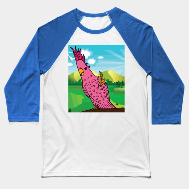 Colorful Cockatoo Bird Parrot Baseball T-Shirt by flofin